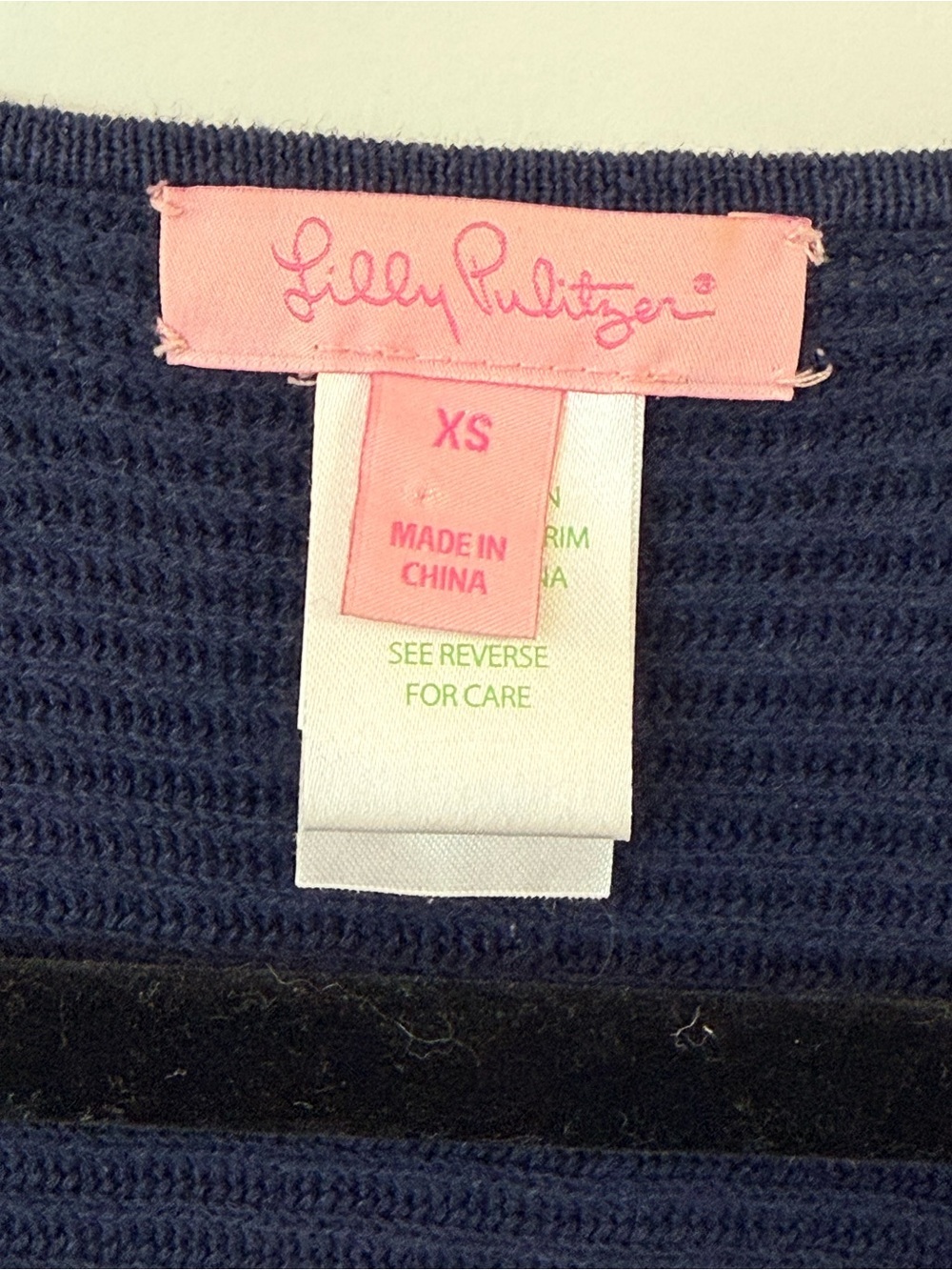 Lilly Pulitzer Navy Blue Fringe Open Front Knit Vest XS - Picture 2 of 6